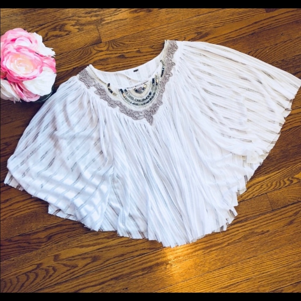 Free people sheer poncho style top